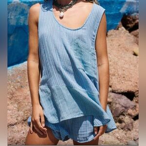 Free People Blue Striped Tank Top